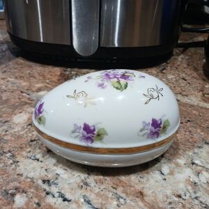 Vintage Loft Egg Trinket Candy Dish. Floral, Easter, Japan